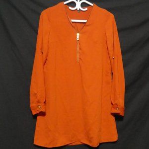 NEW LOOK | small | Burnt Orange Tunic Shirt | Belt Loops | Roll Tabs | NWOT